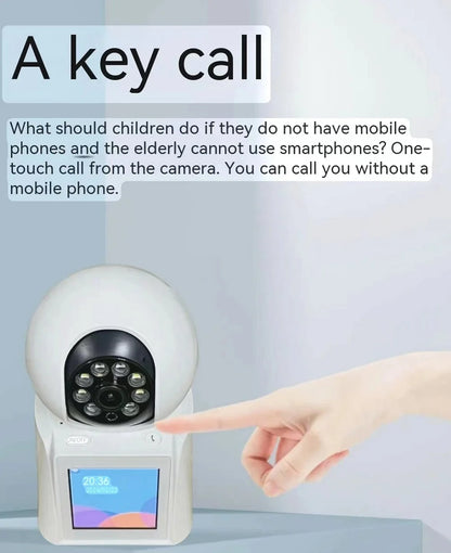 Caméra de Surveillance Intérieure Icsee avec Appel Direct en 1 Clic, Écran IPS et Rotation PTZ – Idéale Bébé et Seniors
