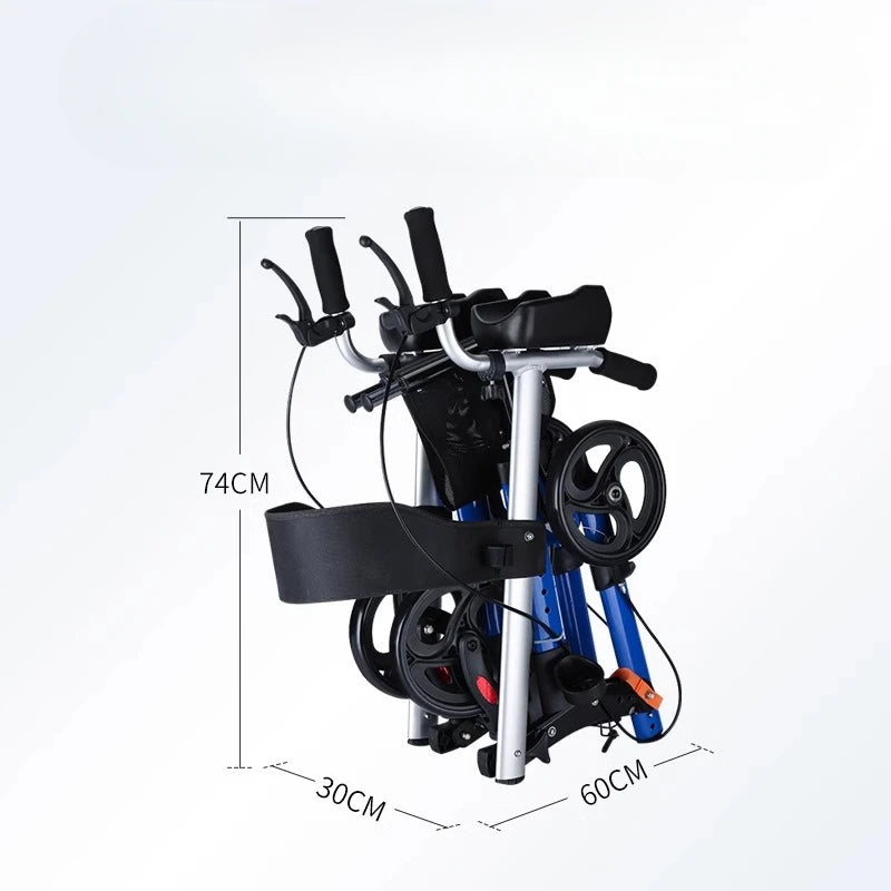 Déambulateur Pliable avec Siège et Hauteur Réglable – Aide à la Marche pour Personnes Âgées