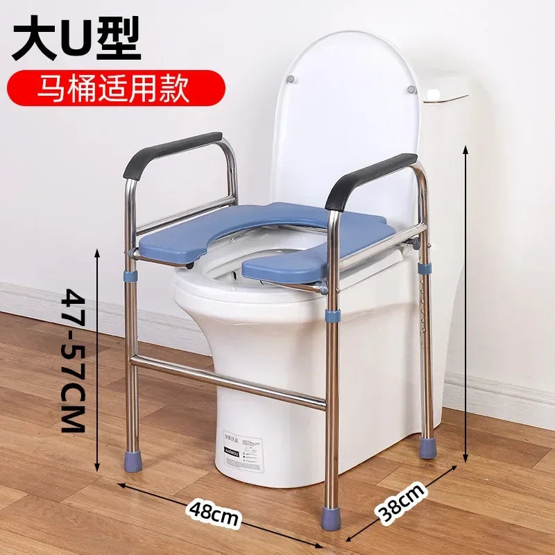 Chaise de Toilette Solide en Acier Inoxydable – Support Sécurisé pour Personnes Âgées ou Handicapées