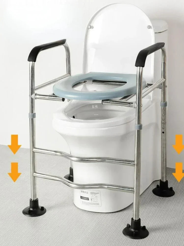 Chaise de Toilette Solide en Acier Inoxydable – Support Sécurisé pour Personnes Âgées ou Handicapées