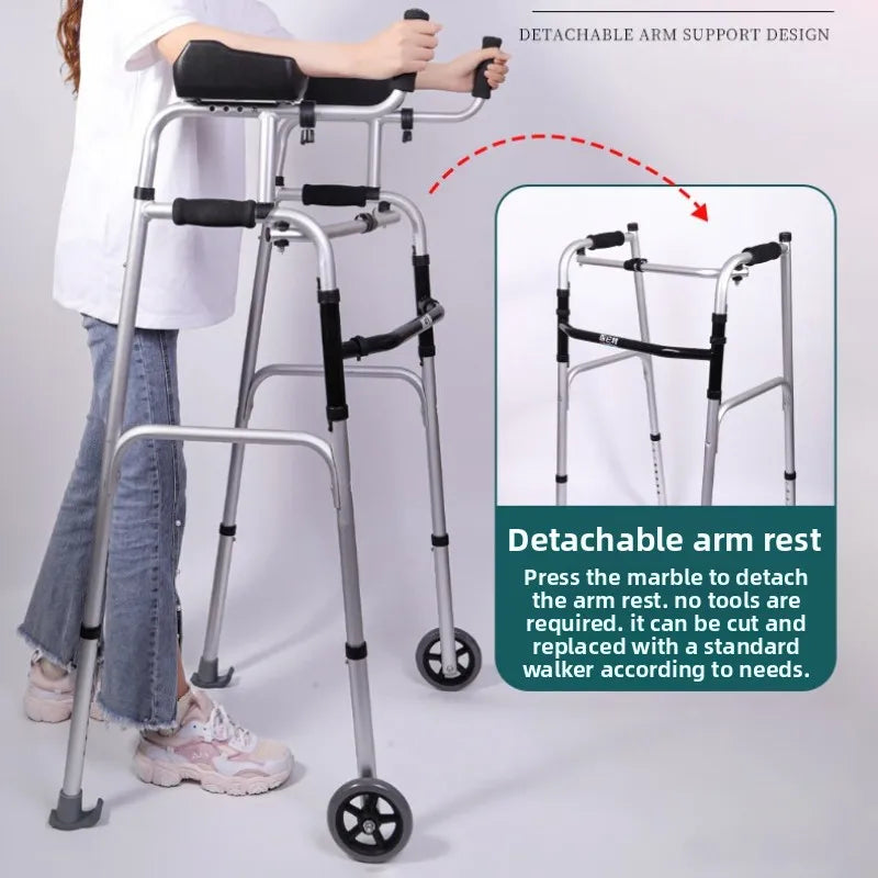 ‌Déambulateur en Aluminium Réglable et Pliable – Aide à la Marche et Rééducation pour Seniors