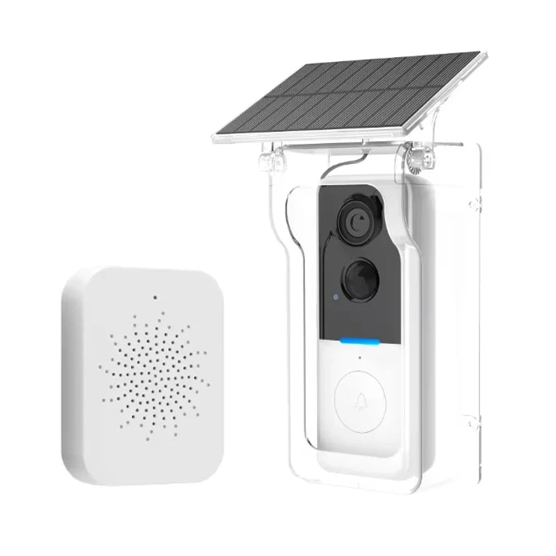 Sonnette Vidéo Intelligente Tuya avec Détection de Mouvement PIR – Caméra Extérieure WiFi Sans Fil, Vision HD 1080P et Protection Anti-Pluie Solaire