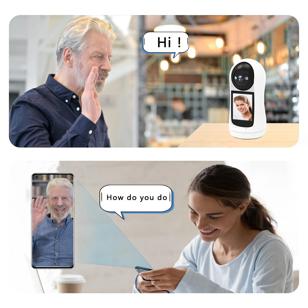 Caméra de Surveillance Intelligente 2K avec Écran 2,8", Suivi Automatique et Appel Vidéo – Babyphone Connecté Icsee