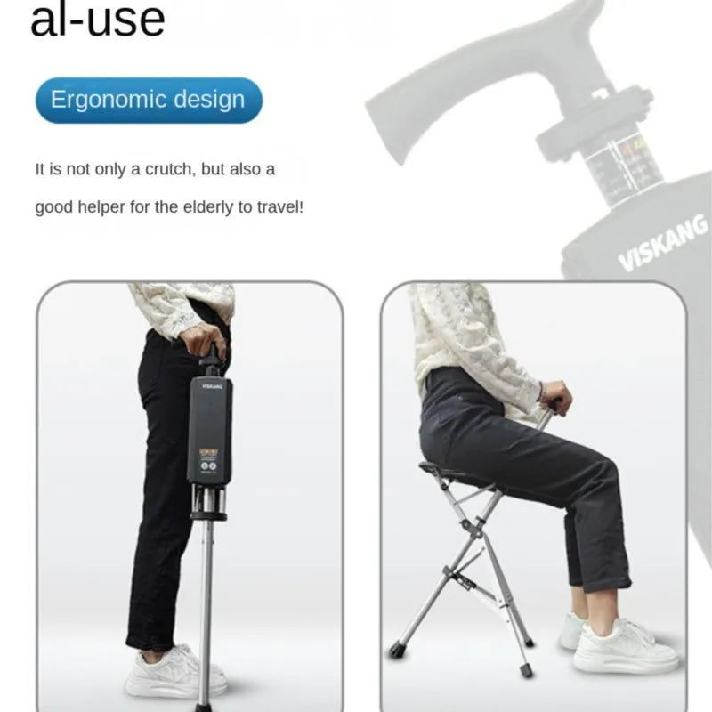 Canne de Marche Multifonction avec Siège – Pliable d’un Clic et Antidérapante pour Seniors