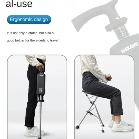 Canne de Marche Multifonction avec Siège – Pliable d’un Clic et Antidérapante pour Seniors