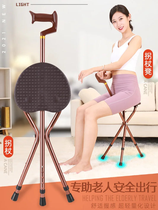 Canne de Marche avec Siège Intégré – Pliable, Légère et Sécurisée pour Seniors