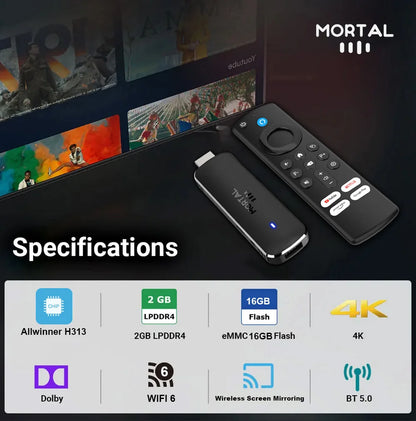 Android 14 TV Stick Q8 4K Ultra HD 1080p – Wi-Fi 6 – Google Voice – Netflix, YouTube, IPTV – Bluetooth 5.0 – Lecteur Multimédia de Streaming Sans Fil