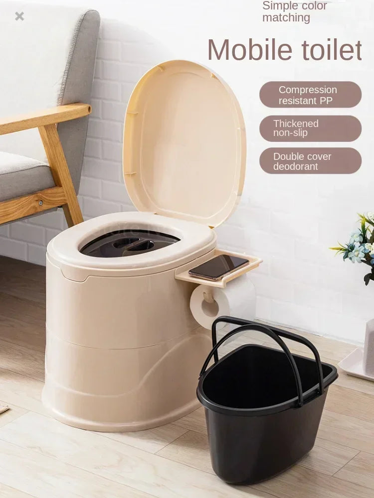 Toilette Portative en Plastique – Idéale pour Personnes Âgées, Femmes Enceintes et Adultes à Mobilité Réduite