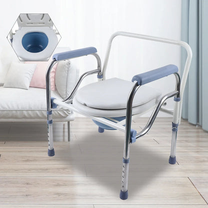 Chaise percée pliante avec seau amovible Chaise percée en acier inoxydable pour personnes âgées jusqu'à 150 kg
