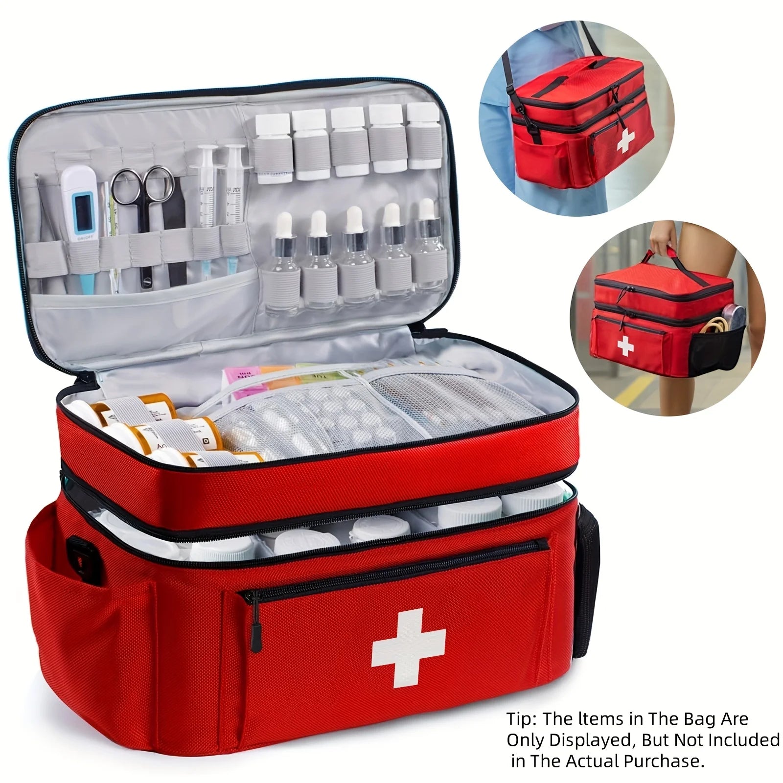 Sac de Rangement Médical Grande Capacité – Trousse de Secours Portable Double Compartiment
