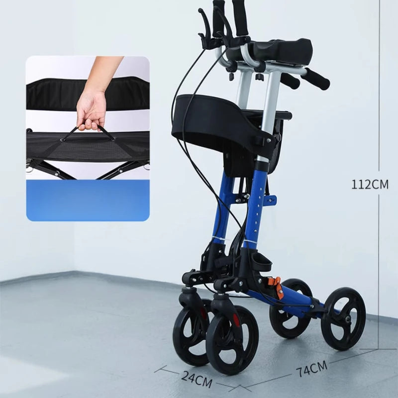 Déambulateur Pliable avec Siège et Hauteur Réglable – Aide à la Marche pour Personnes Âgées