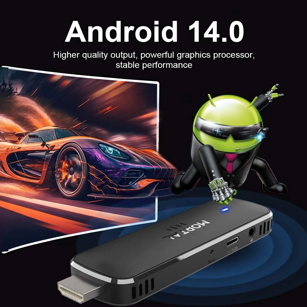 Android 14 TV Stick Q8 4K Ultra HD 1080p – Wi-Fi 6 – Google Voice – Netflix, YouTube, IPTV – Bluetooth 5.0 – Lecteur Multimédia de Streaming Sans Fil