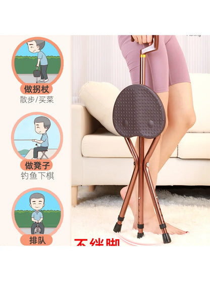 Canne de Marche avec Siège Intégré – Pliable, Légère et Sécurisée pour Seniors