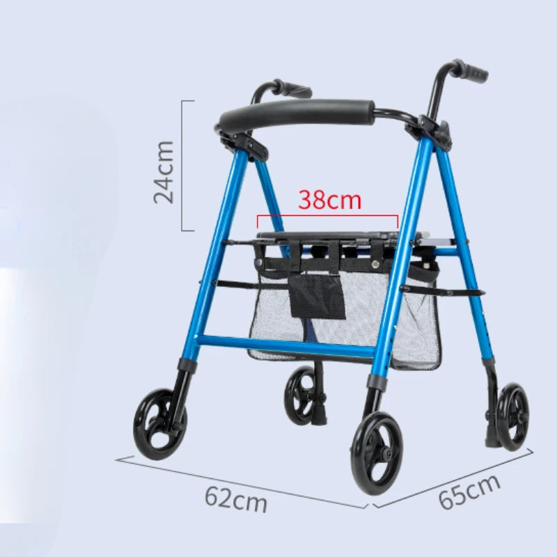 Déambulateur Pliable avec Siège et Hauteur Réglable – Aide à la Marche pour Personnes Âgées