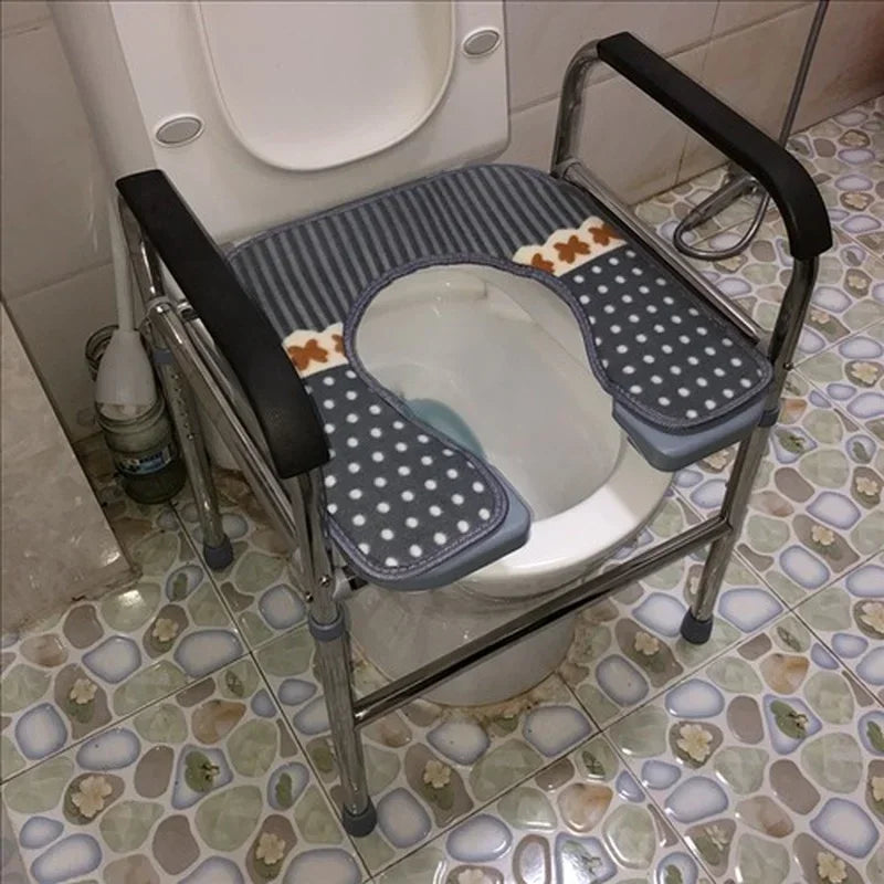 Chaise de Toilette Solide en Acier Inoxydable – Support Sécurisé pour Personnes Âgées ou Handicapées