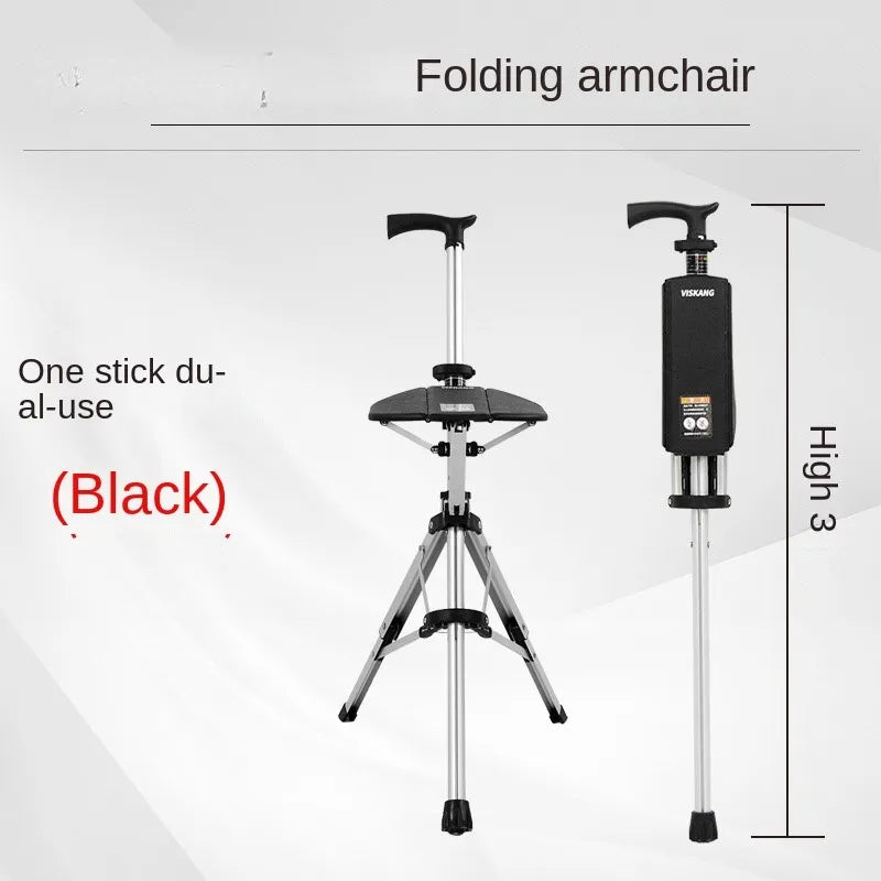 Canne de Marche Multifonction avec Siège – Pliable d’un Clic et Antidérapante pour Seniors