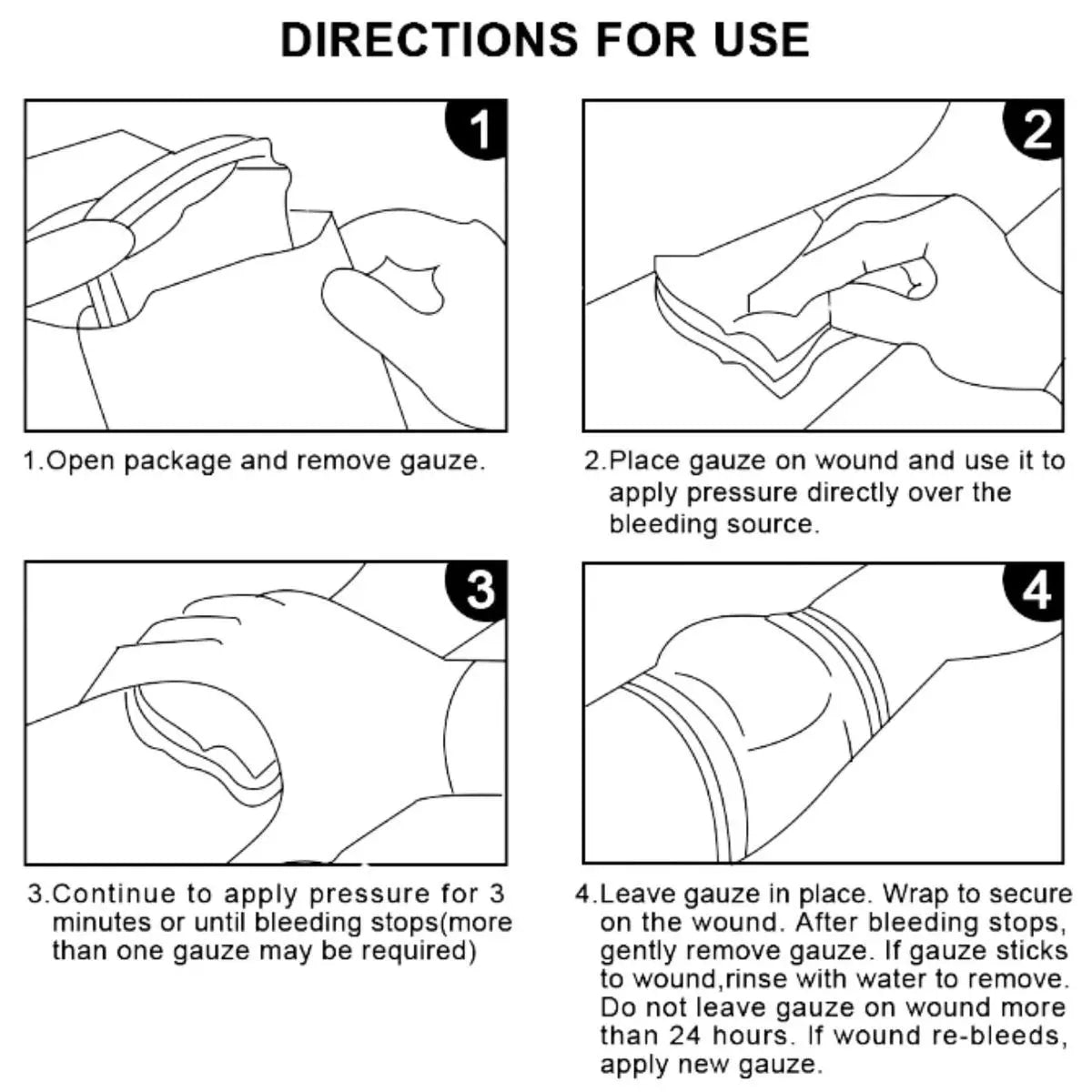 Gaze Hémostatique au Kaolin Z-Fold – Pansement d’Urgence pour Hémorragies, Kit IFAK Médical