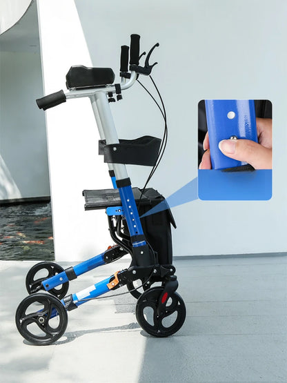 Déambulateur Pliable avec Siège et Hauteur Réglable – Aide à la Marche pour Personnes Âgées