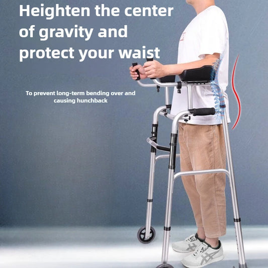 ‌Déambulateur en Aluminium Réglable et Pliable – Aide à la Marche et Rééducation pour Seniors