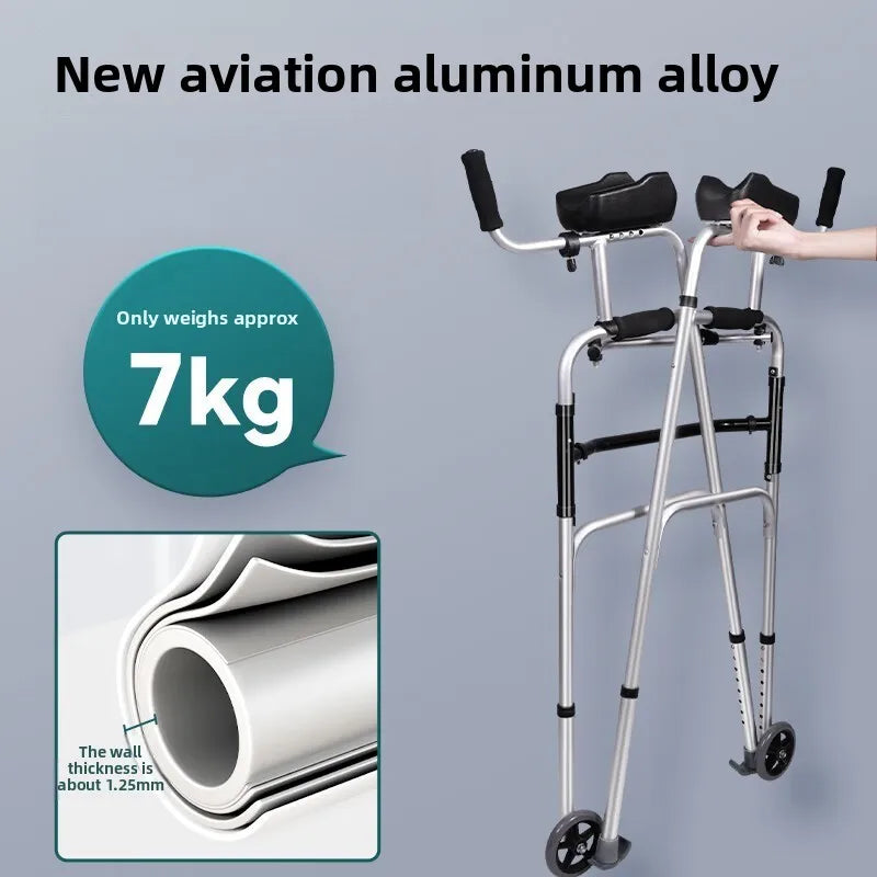 ‌Déambulateur en Aluminium Réglable et Pliable – Aide à la Marche et Rééducation pour Seniors