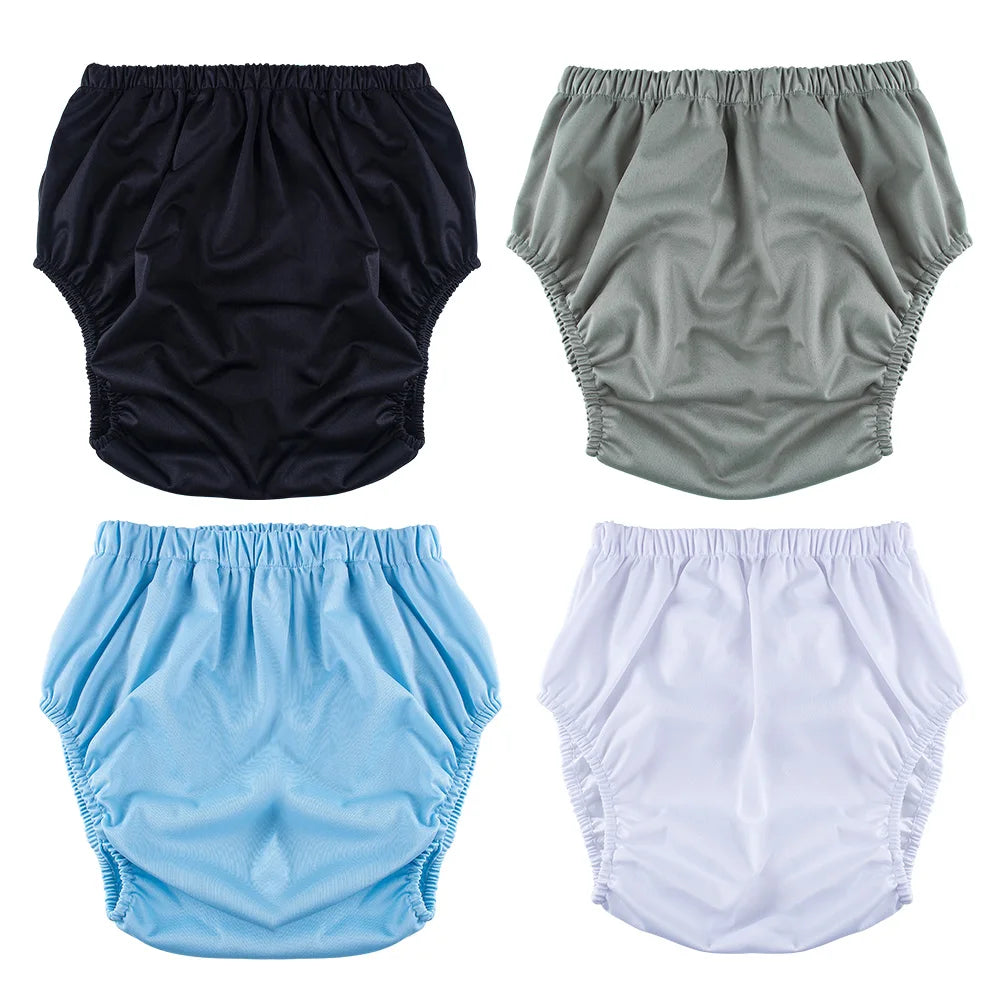 1Pc Solid Color Waterproof Iaper for Adults Washable Reusable Diaper Care Pants Leak-Proof Pants Waterproof Eldly Diaper Cover