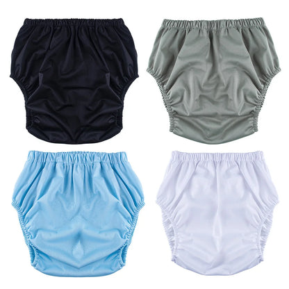1Pc Solid Color Waterproof Iaper for Adults Washable Reusable Diaper Care Pants Leak-Proof Pants Waterproof Eldly Diaper Cover