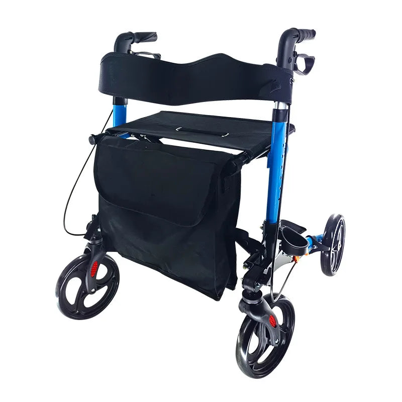 Déambulateur Pliable avec Siège et Hauteur Réglable – Aide à la Marche pour Personnes Âgées