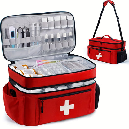 Sac de Rangement Médical Grande Capacité – Trousse de Secours Portable Double Compartiment