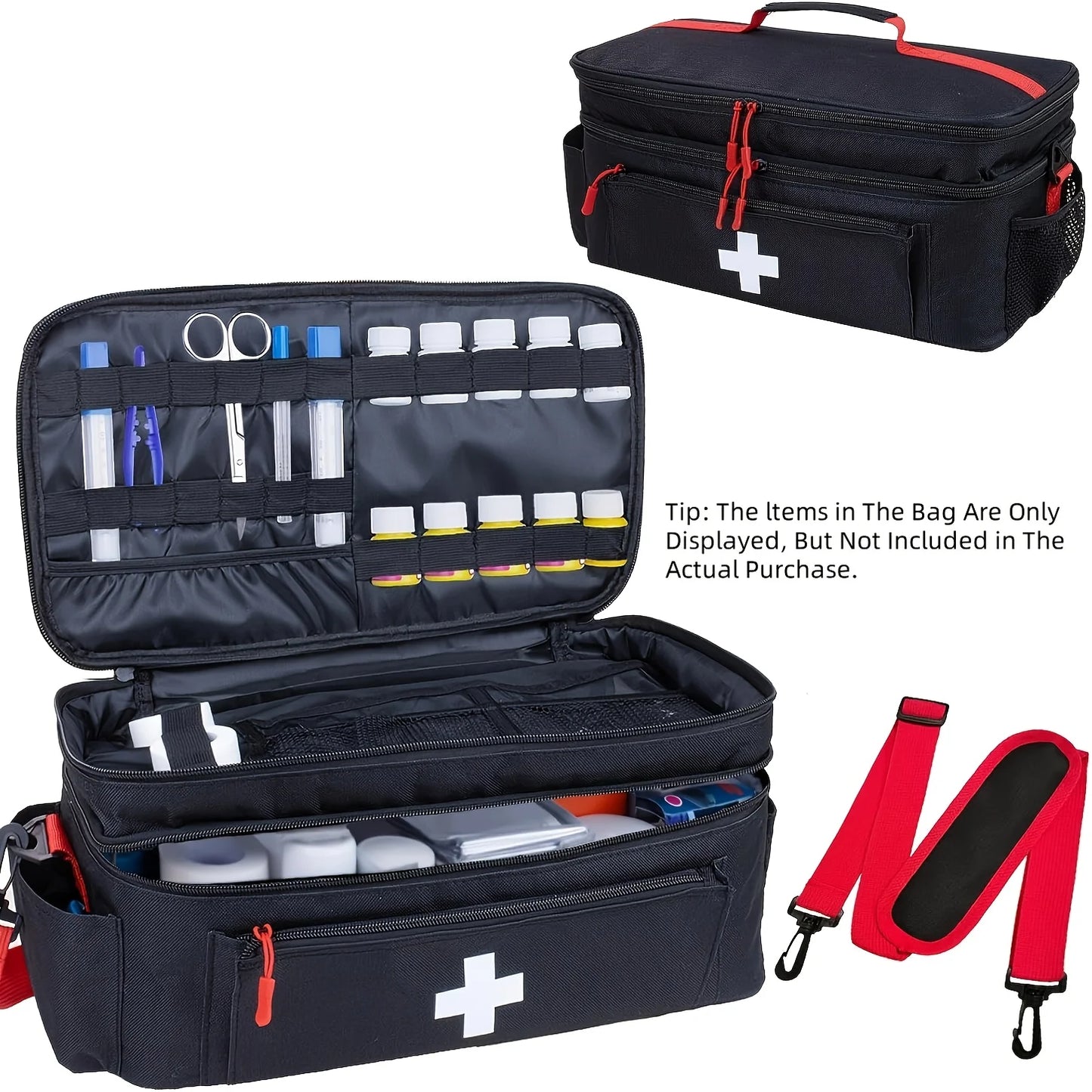 Sac de Rangement Médical Grande Capacité – Trousse de Secours Portable Double Compartiment