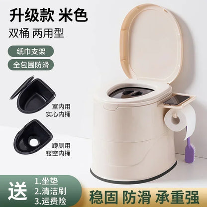 Toilette Portative en Plastique – Idéale pour Personnes Âgées, Femmes Enceintes et Adultes à Mobilité Réduite