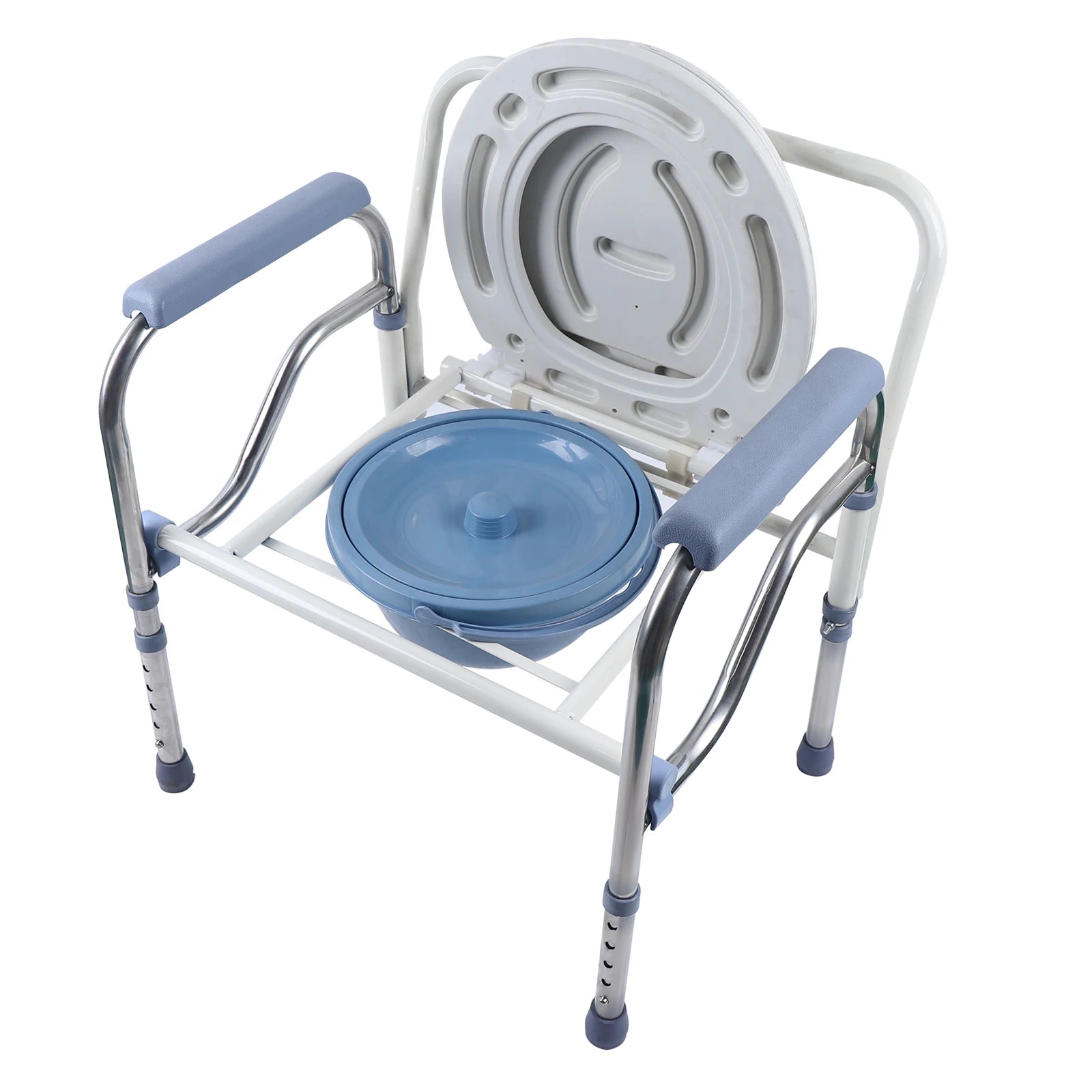Chaise percée pliante avec seau amovible Chaise percée en acier inoxydable pour personnes âgées jusqu'à 150 kg