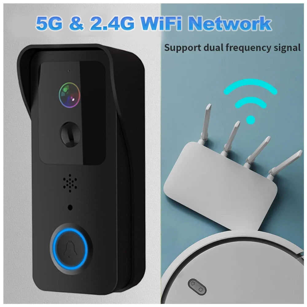 Sonnette Vidéo Connectée Tuya 1080P, Caméra Extérieure WiFi 2,4G/5G, Interphone Sans Fil Étanche
