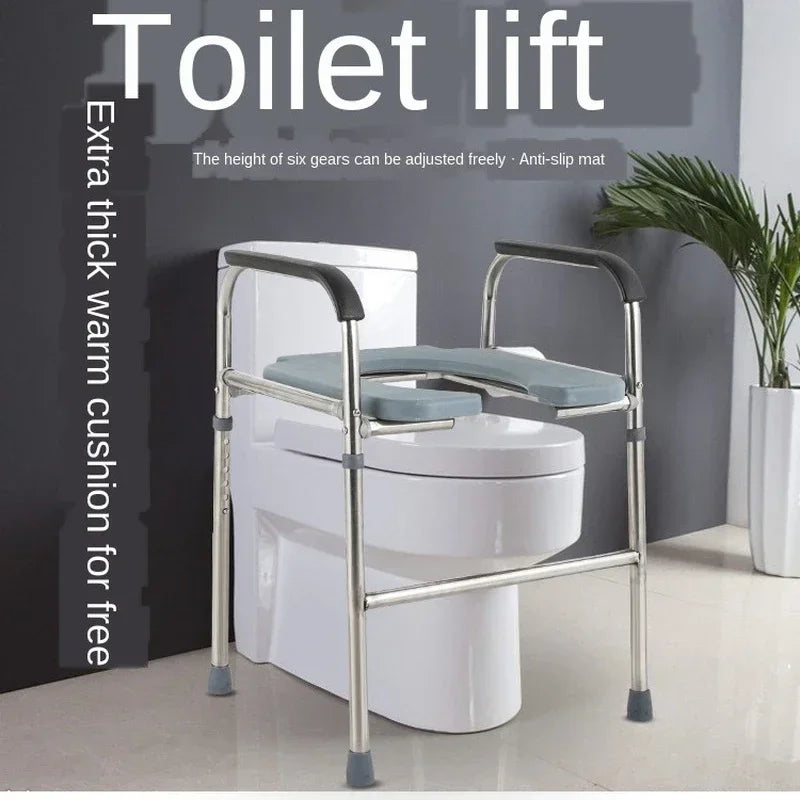 Chaise de Toilette Solide en Acier Inoxydable – Support Sécurisé pour Personnes Âgées ou Handicapées