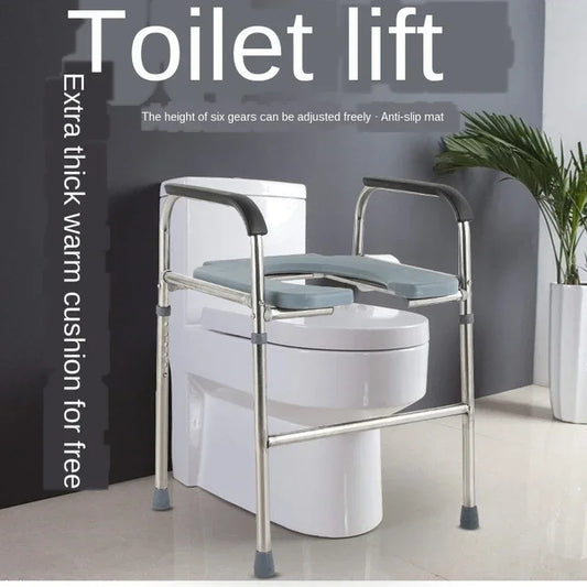 Chaise de Toilette Solide en Acier Inoxydable – Support Sécurisé pour Personnes Âgées ou Handicapées