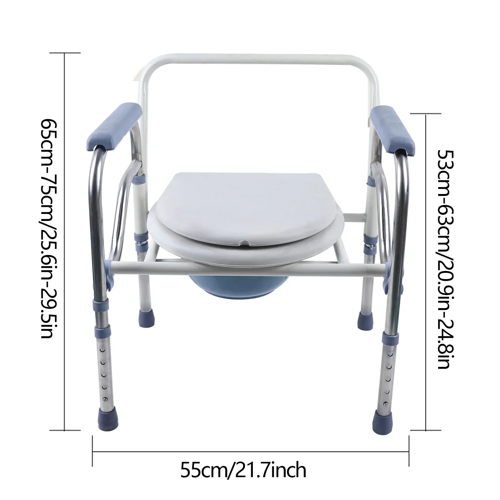 Chaise percée pliante avec seau amovible Chaise percée en acier inoxydable pour personnes âgées jusqu'à 150 kg