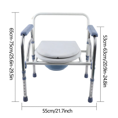 Chaise percée pliante avec seau amovible Chaise percée en acier inoxydable pour personnes âgées jusqu'à 150 kg