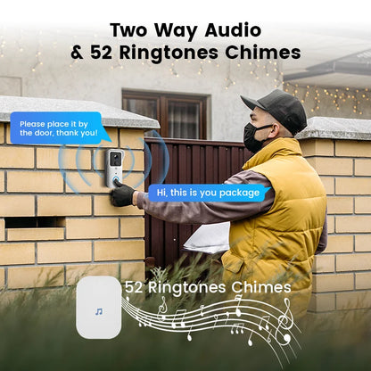 Sonnette Vidéo Connectée Tuya 1080P, Caméra Extérieure WiFi 2,4G/5G, Interphone Sans Fil Étanche