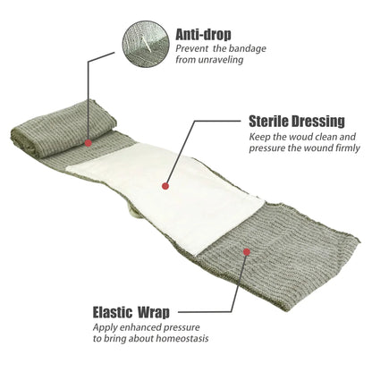 Pansement Compressif d’Urgence – Arrêt Rapide des Saignements, Haute Élasticité, Format Compact sous Vide