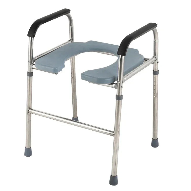 Chaise de Toilette Solide en Acier Inoxydable – Support Sécurisé pour Personnes Âgées ou Handicapées