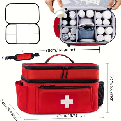 Sac de Rangement Médical Grande Capacité – Trousse de Secours Portable Double Compartiment