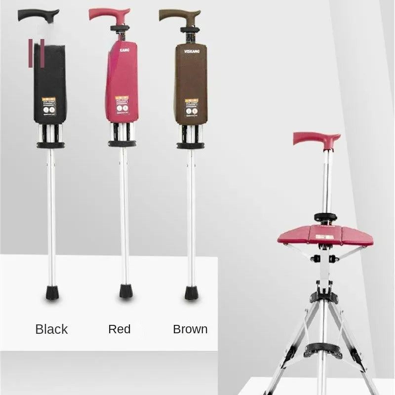 Canne de Marche Multifonction avec Siège – Pliable d’un Clic et Antidérapante pour Seniors