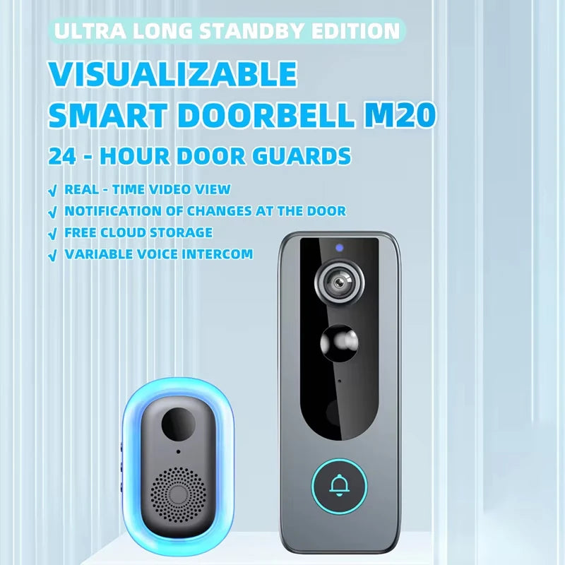 Sonnette Vidéo Intelligente Tuya avec Détection de Mouvement PIR – Caméra Extérieure WiFi Sans Fil, Vision HD 1080P et Protection Anti-Pluie Solaire