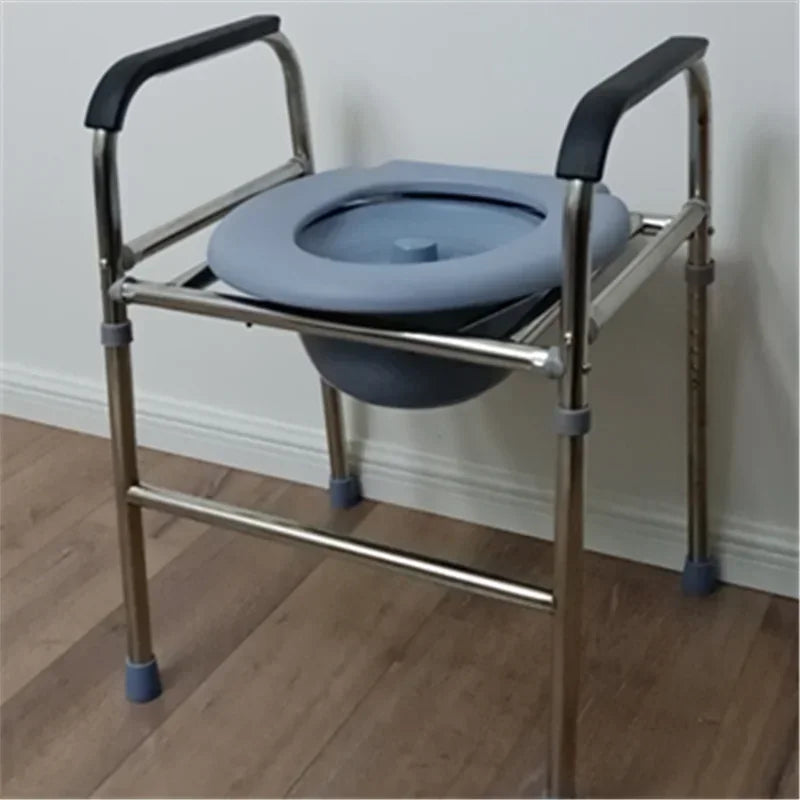 Chaise de Toilette Solide en Acier Inoxydable – Support Sécurisé pour Personnes Âgées ou Handicapées