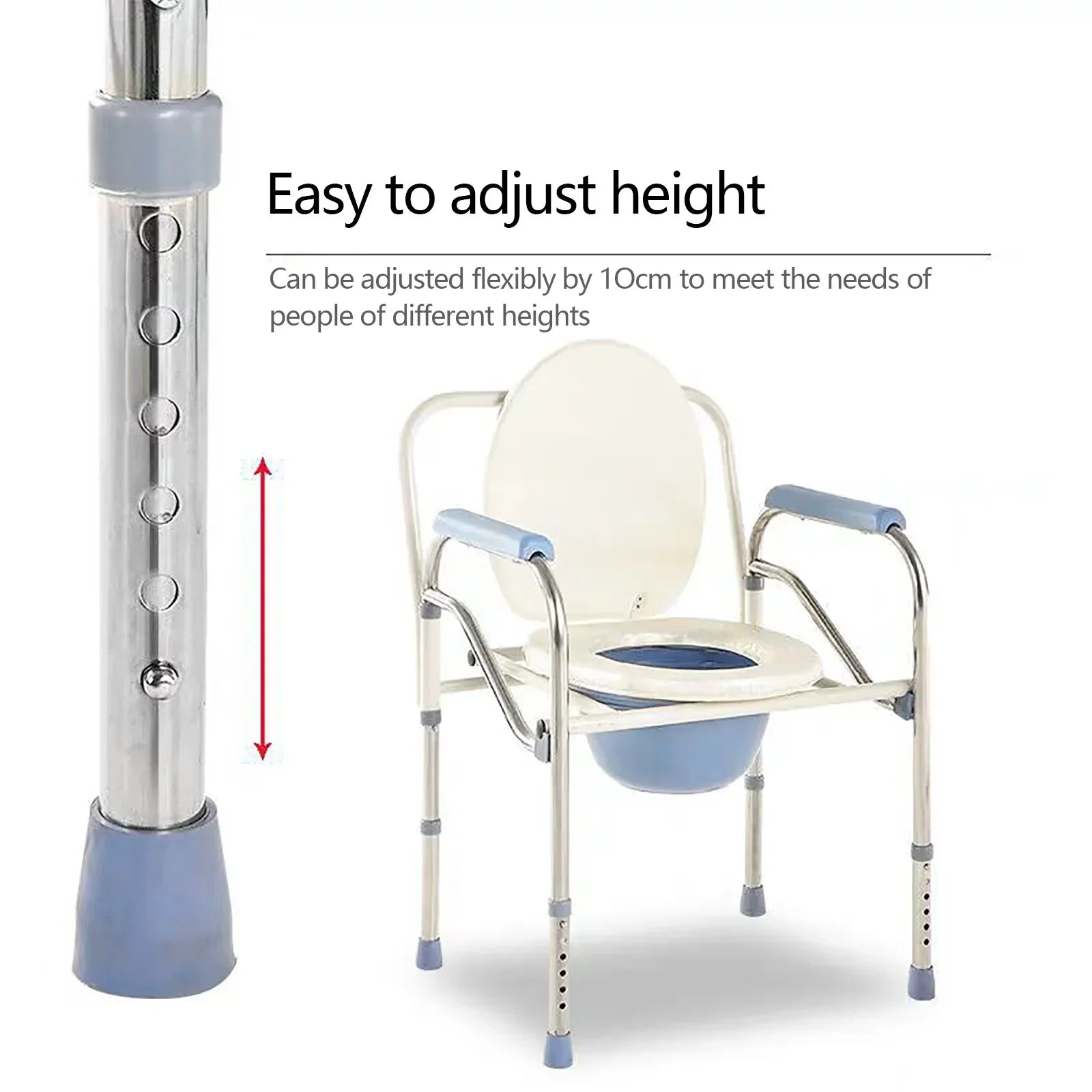 Chaise percée pliante avec seau amovible Chaise percée en acier inoxydable pour personnes âgées jusqu'à 150 kg