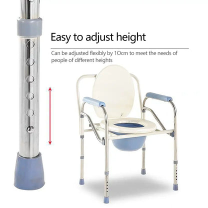 Chaise percée pliante avec seau amovible Chaise percée en acier inoxydable pour personnes âgées jusqu'à 150 kg