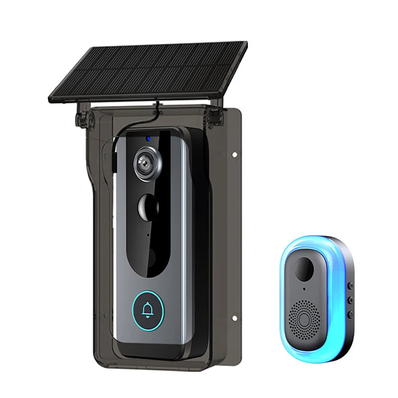 Sonnette Vidéo Intelligente Tuya avec Détection de Mouvement PIR – Caméra Extérieure WiFi Sans Fil, Vision HD 1080P et Protection Anti-Pluie Solaire