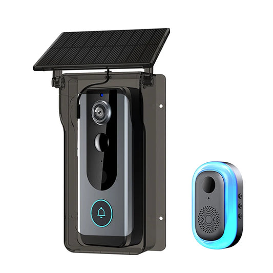 Sonnette Vidéo Intelligente Tuya avec Détection de Mouvement PIR – Caméra Extérieure WiFi Sans Fil, Vision HD 1080P et Protection Anti-Pluie Solaire