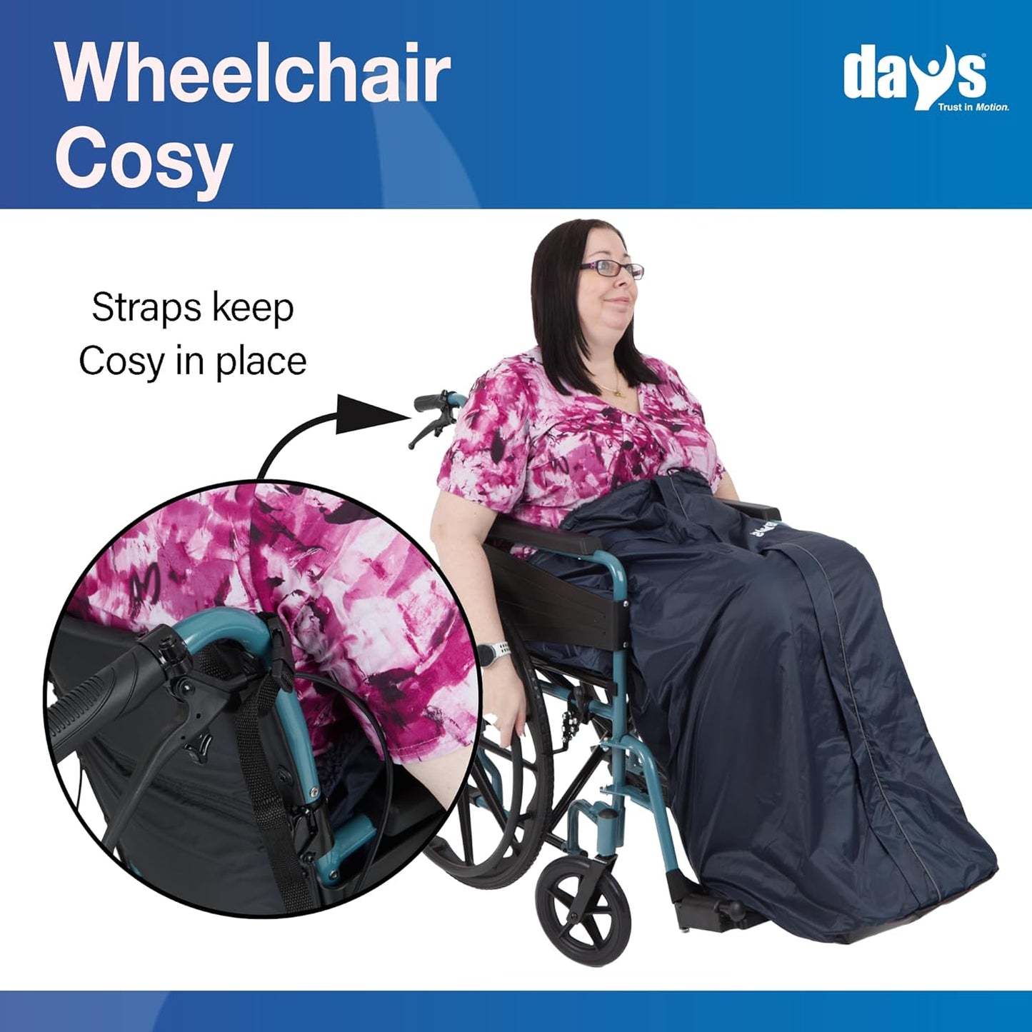 Homecraft Wheelchair Cosy, Standard Size, Wheelchair Blanket for Warmth and Comfort, Wheelchair Accessory, Fleece Lined Blanket with Ring Pulled Zipper, Fits Nearly All Manual Wheelchairs