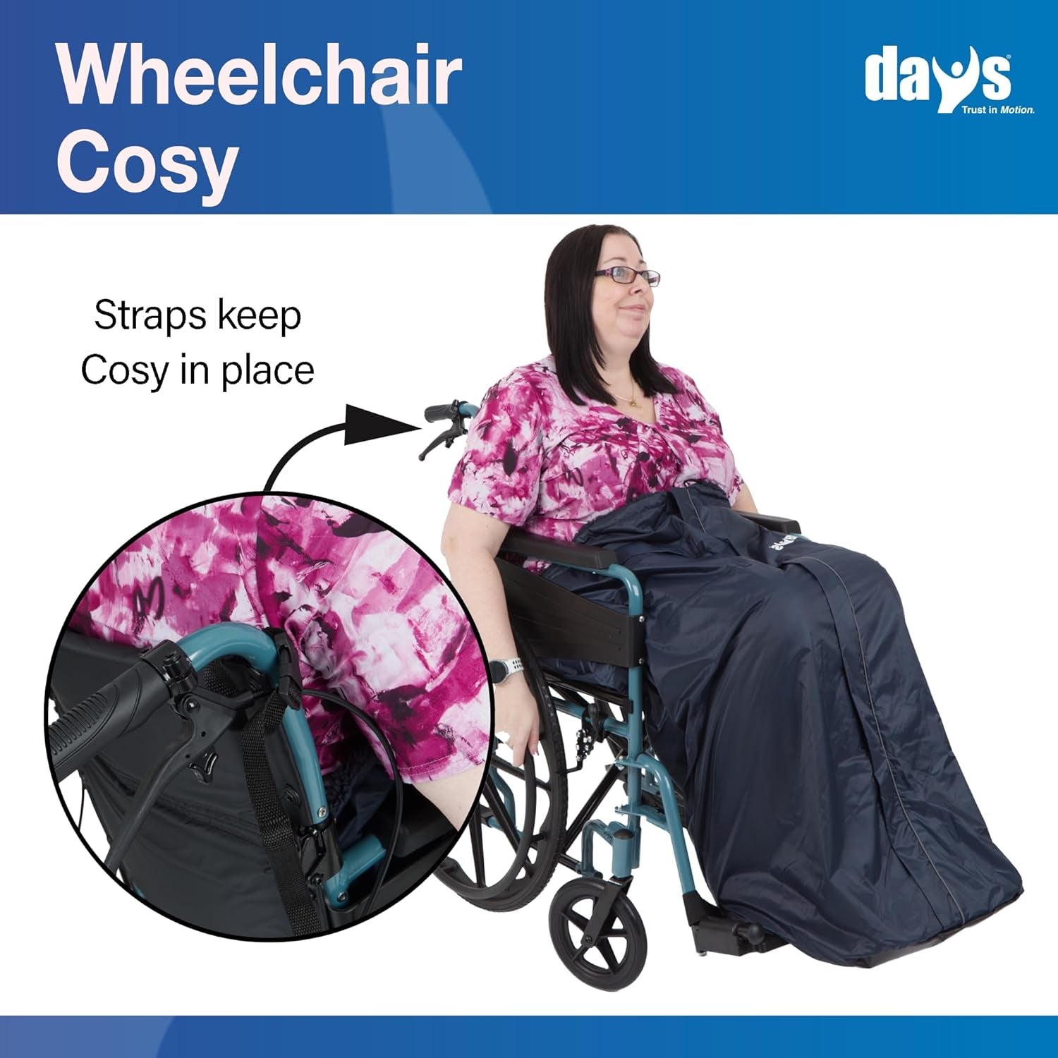 Homecraft Wheelchair Cosy, Standard Size, Wheelchair Blanket for Warmth and Comfort, Wheelchair Accessory, Fleece Lined Blanket with Ring Pulled Zipper, Fits Nearly All Manual Wheelchairs