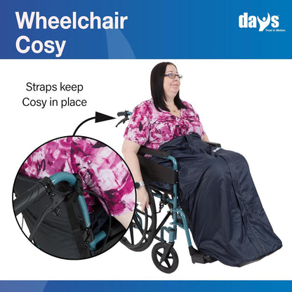 Homecraft Wheelchair Cosy, Standard Size, Wheelchair Blanket for Warmth and Comfort, Wheelchair Accessory, Fleece Lined Blanket with Ring Pulled Zipper, Fits Nearly All Manual Wheelchairs